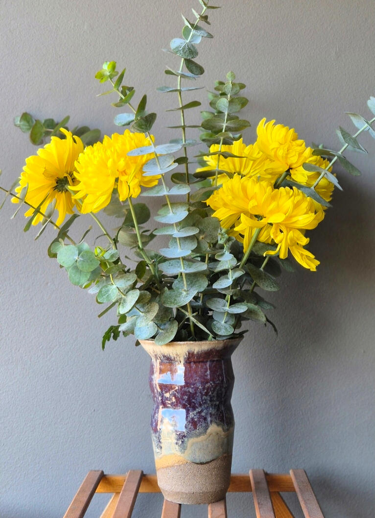 Floral Vase | Mixed Glaze on Dark Stoneware