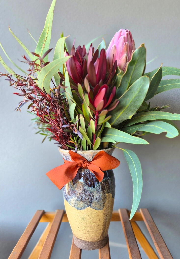 Floral Vase | Mixed Glaze on Dark Stoneware Floral Vase | Mixed Glaze on Dark Stoneware
