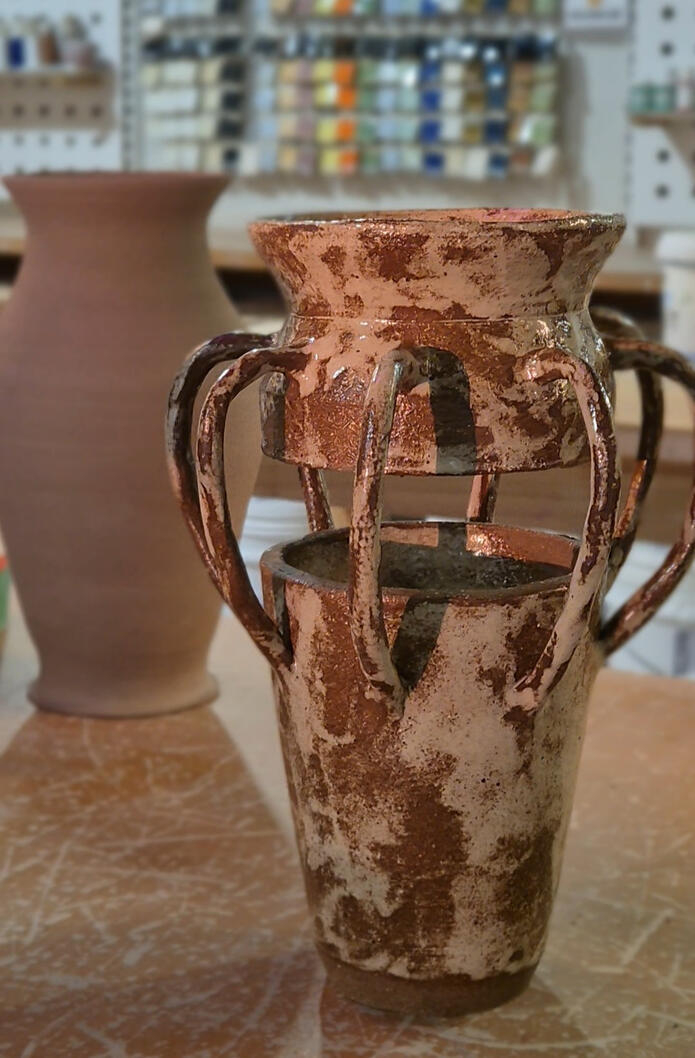 Floating Vase | Cream Glaze on Dark Stoneware